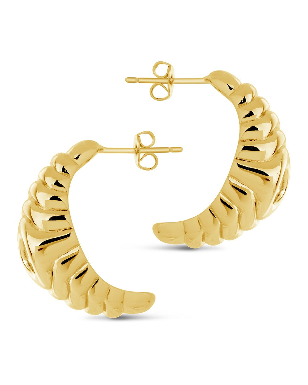 CZ Studded Croissant Hoop Earrings Earring Sterling Forever 