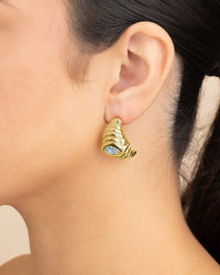 CZ Studded Croissant Hoop Earrings - Sterling Forever