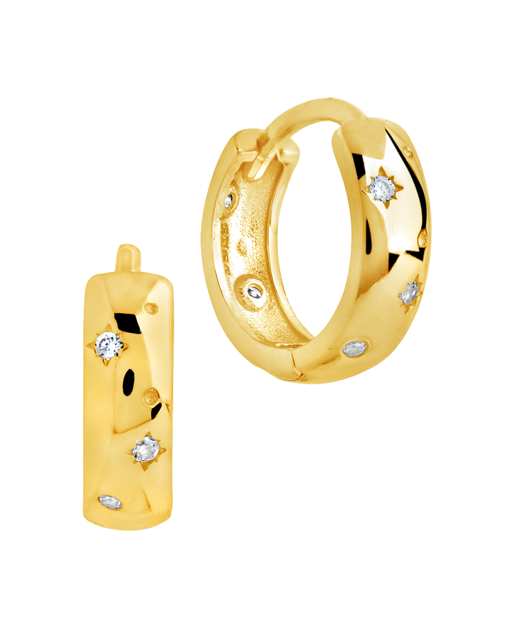 Greer CZ Burst Micro Hoop Earrings