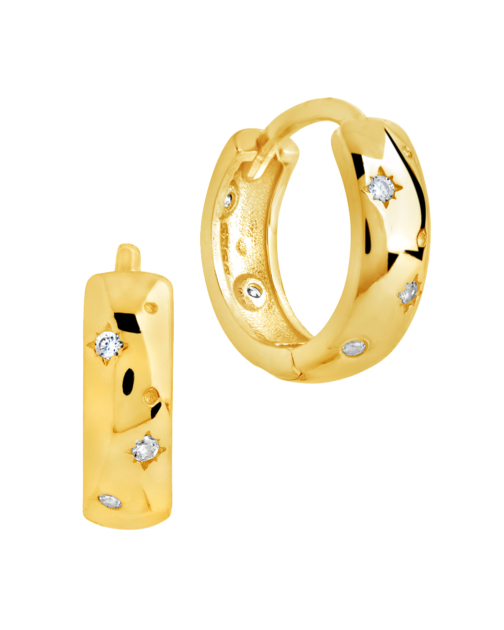 Greer CZ Burst Micro Hoop Earrings