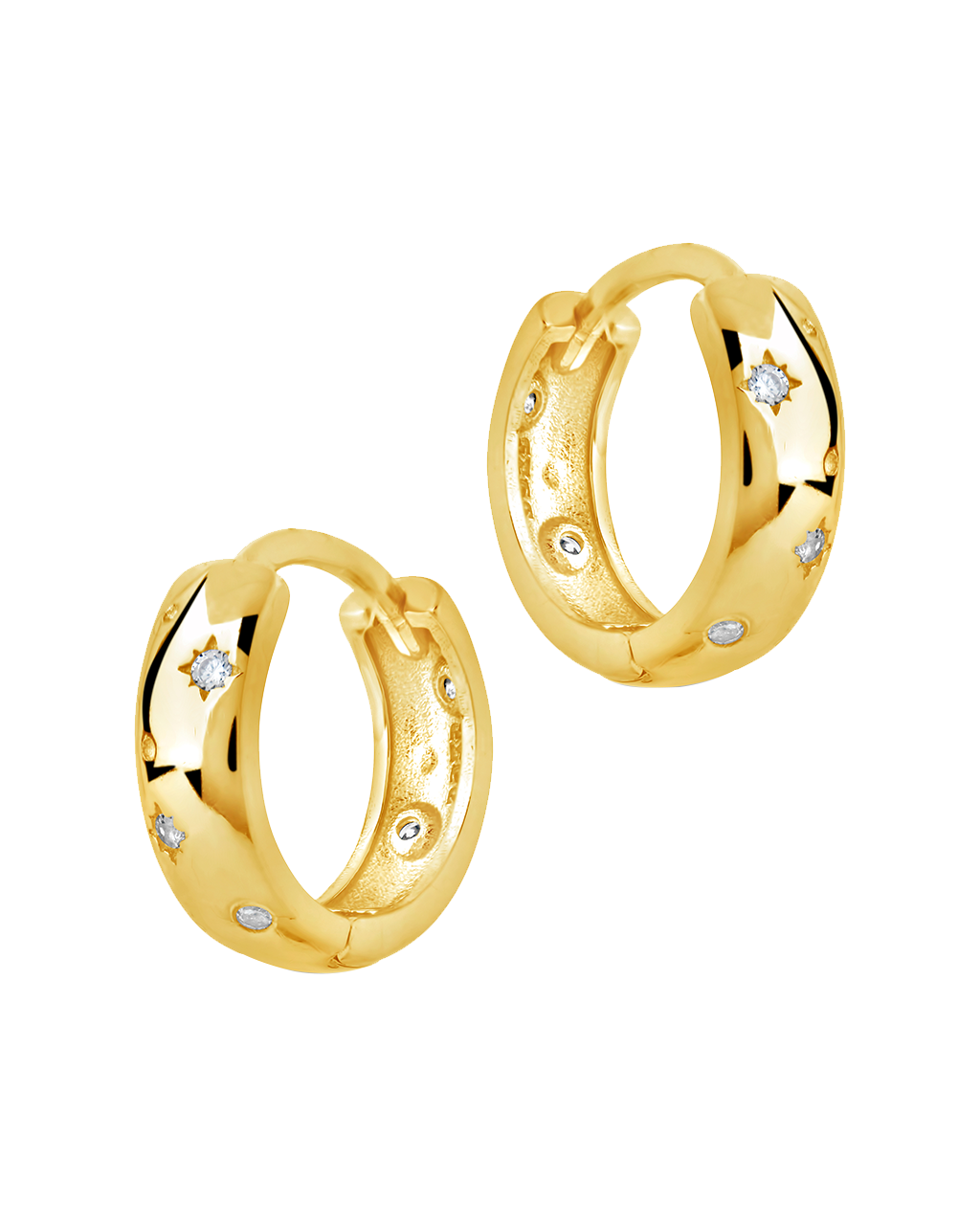 Greer CZ Burst Micro Hoop Earrings