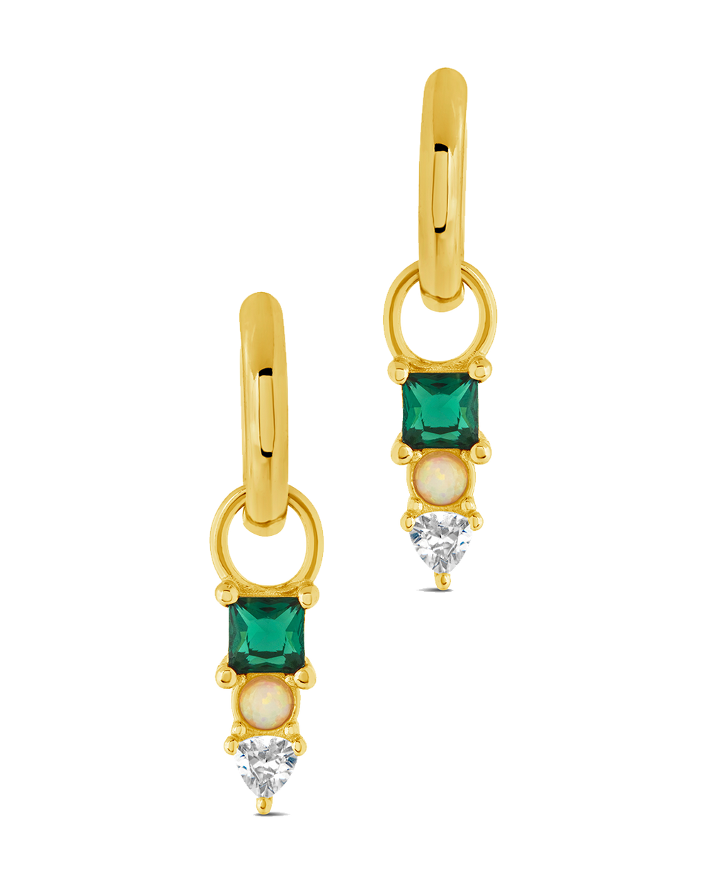 Harmony CZ & Opal Charm Hoop Earrings