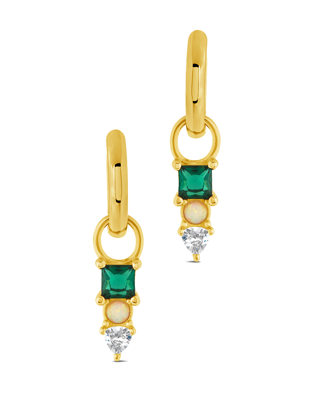 Harmony CZ & Opal Charm Hoop Earrings