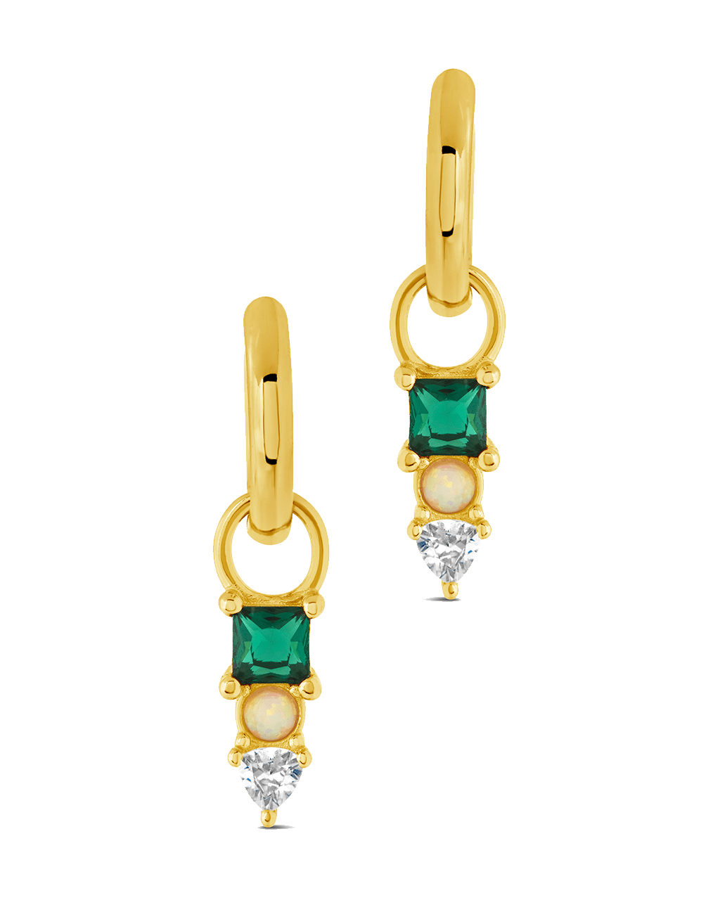Harmony CZ & Opal Charm Hoop Earrings - Sterling Forever