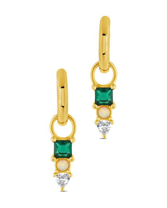 Harmony CZ & Opal Charm Hoop Earrings