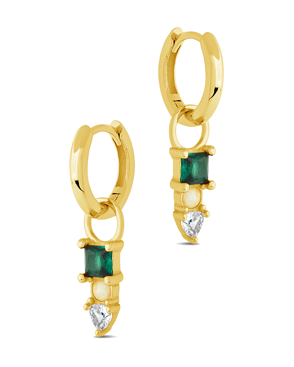 Harmony CZ & Opal Charm Hoop Earrings - Sterling Forever