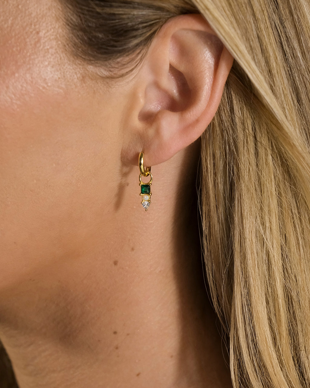 Harmony CZ & Opal Charm Hoop Earrings