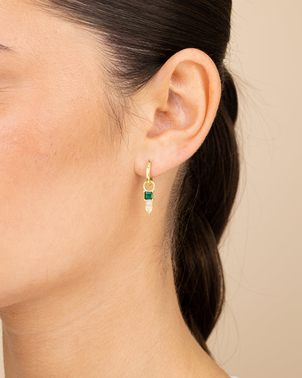 Harmony CZ & Opal Charm Hoop Earrings