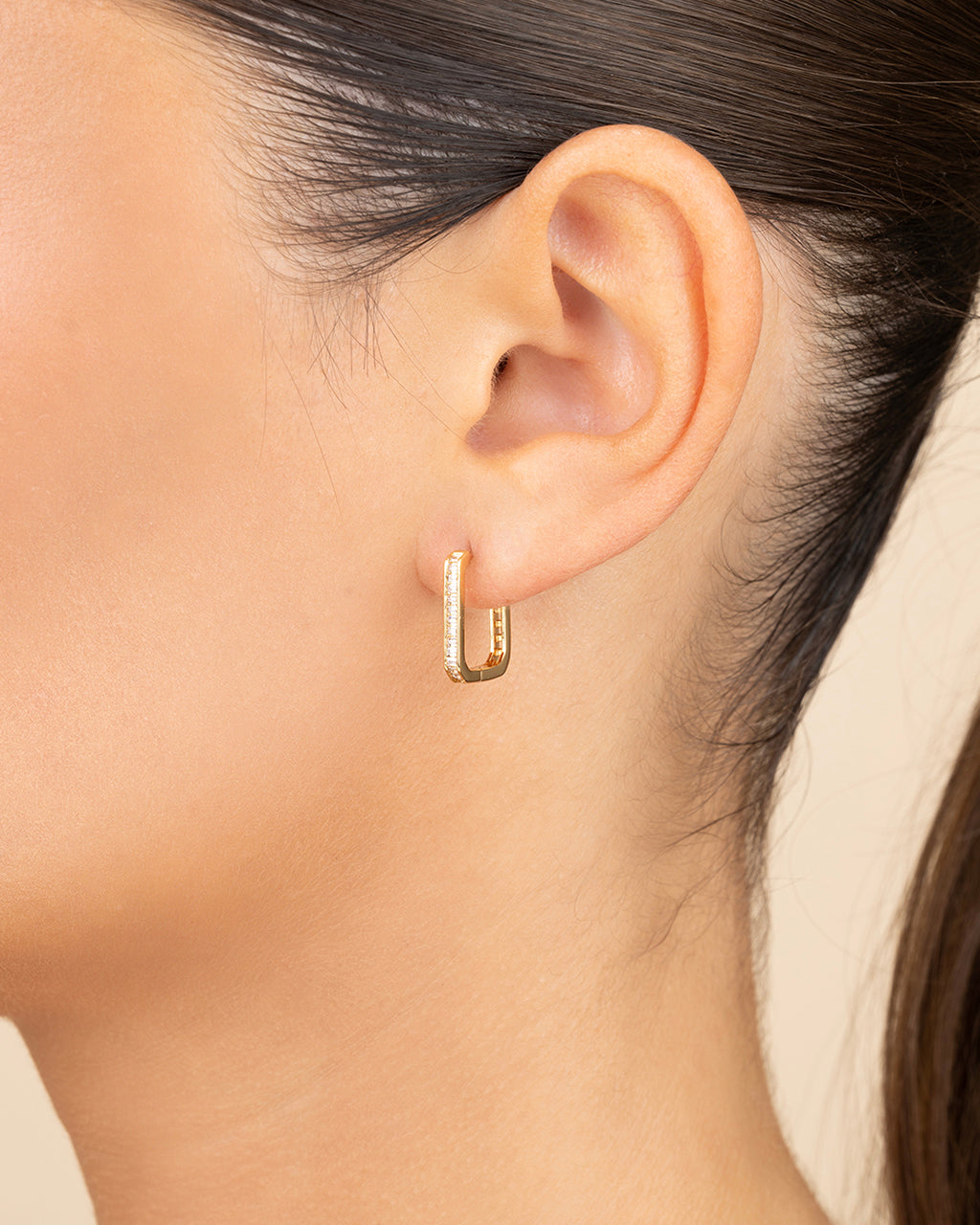 Piper CZ Rectangle Hoop Earrings