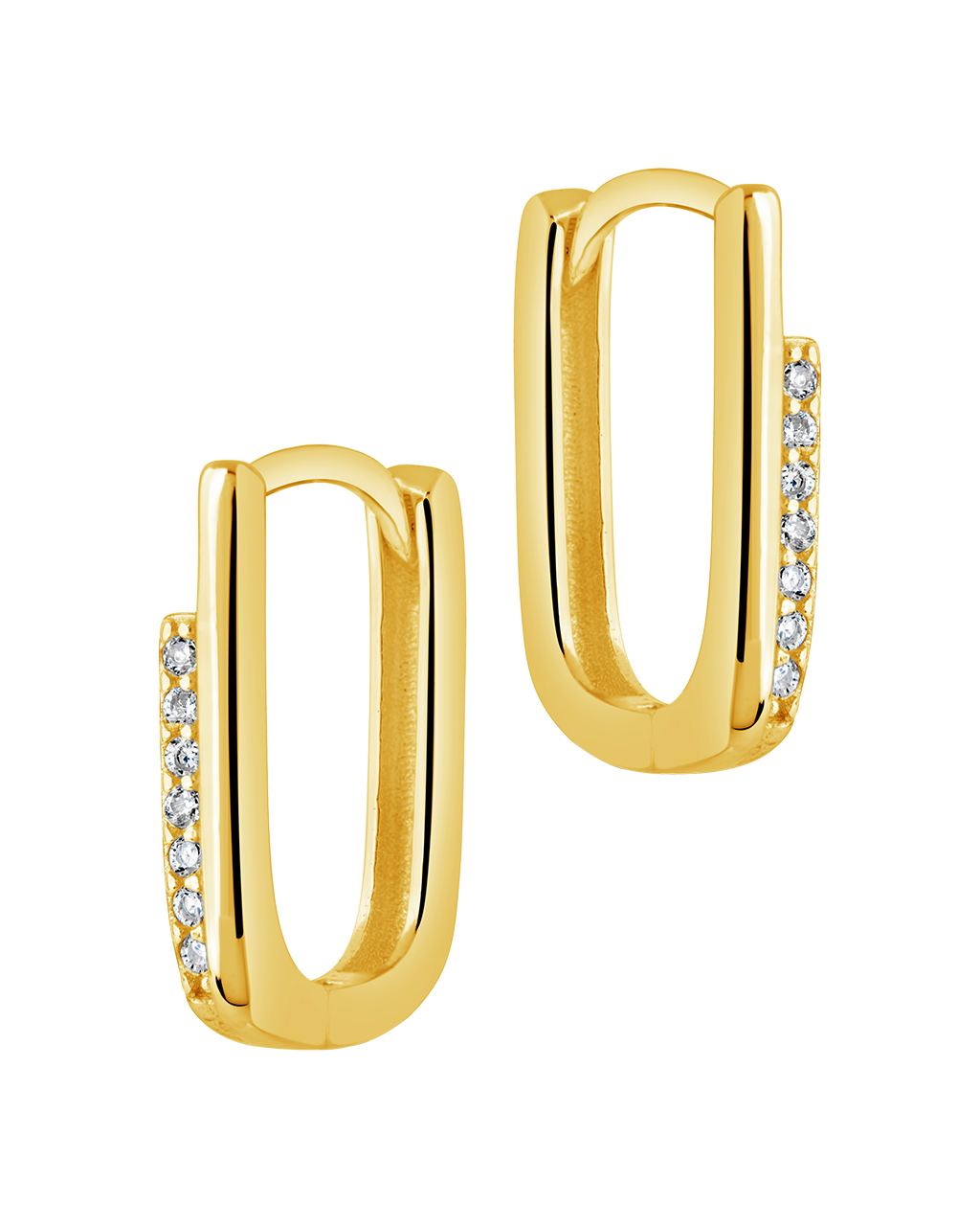 Diamond Soft Rectangle Hoop Earrings In Matte Yellow Gold - Foto 9