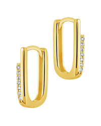 Nadine CZ Rectangle Hoop Earrings - Sterling Forever