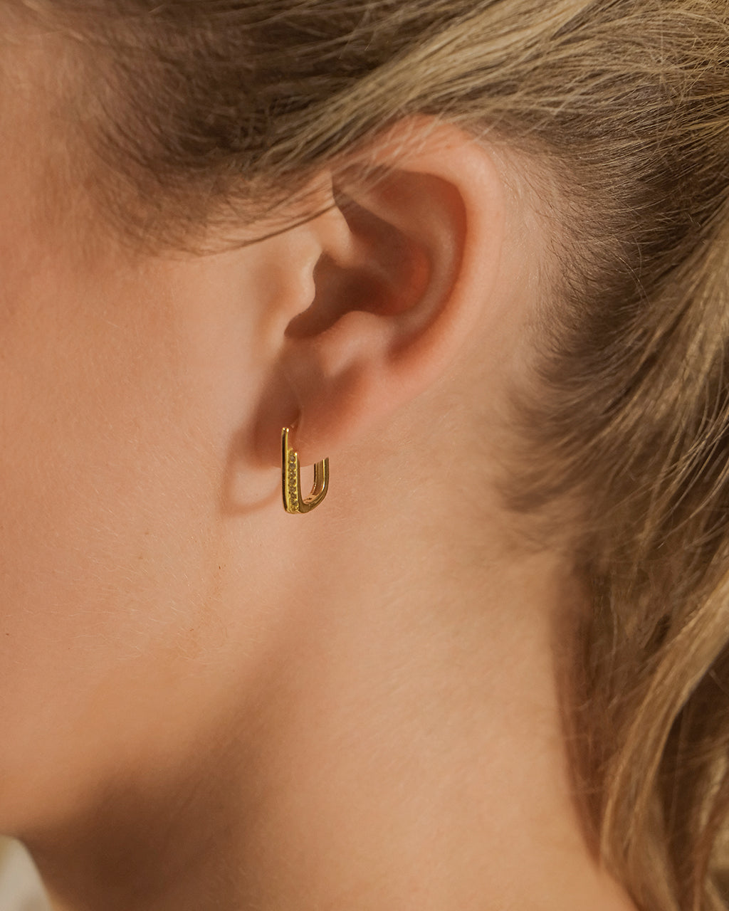 Nadine CZ Rectangle Hoop Earrings