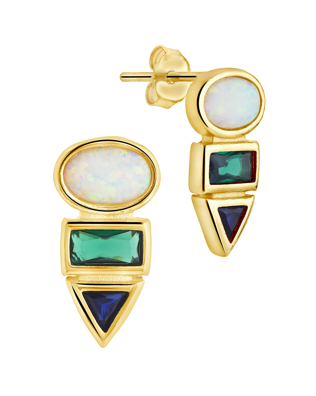 Lana Opal & CZ Drop Stud Earrings