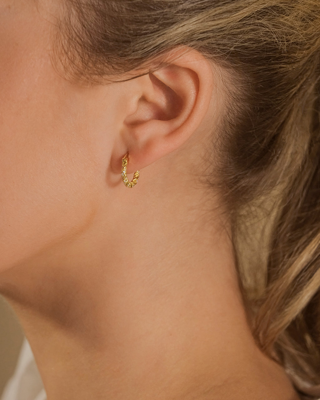 Ruthie CZ Twist Hoop Earrings
