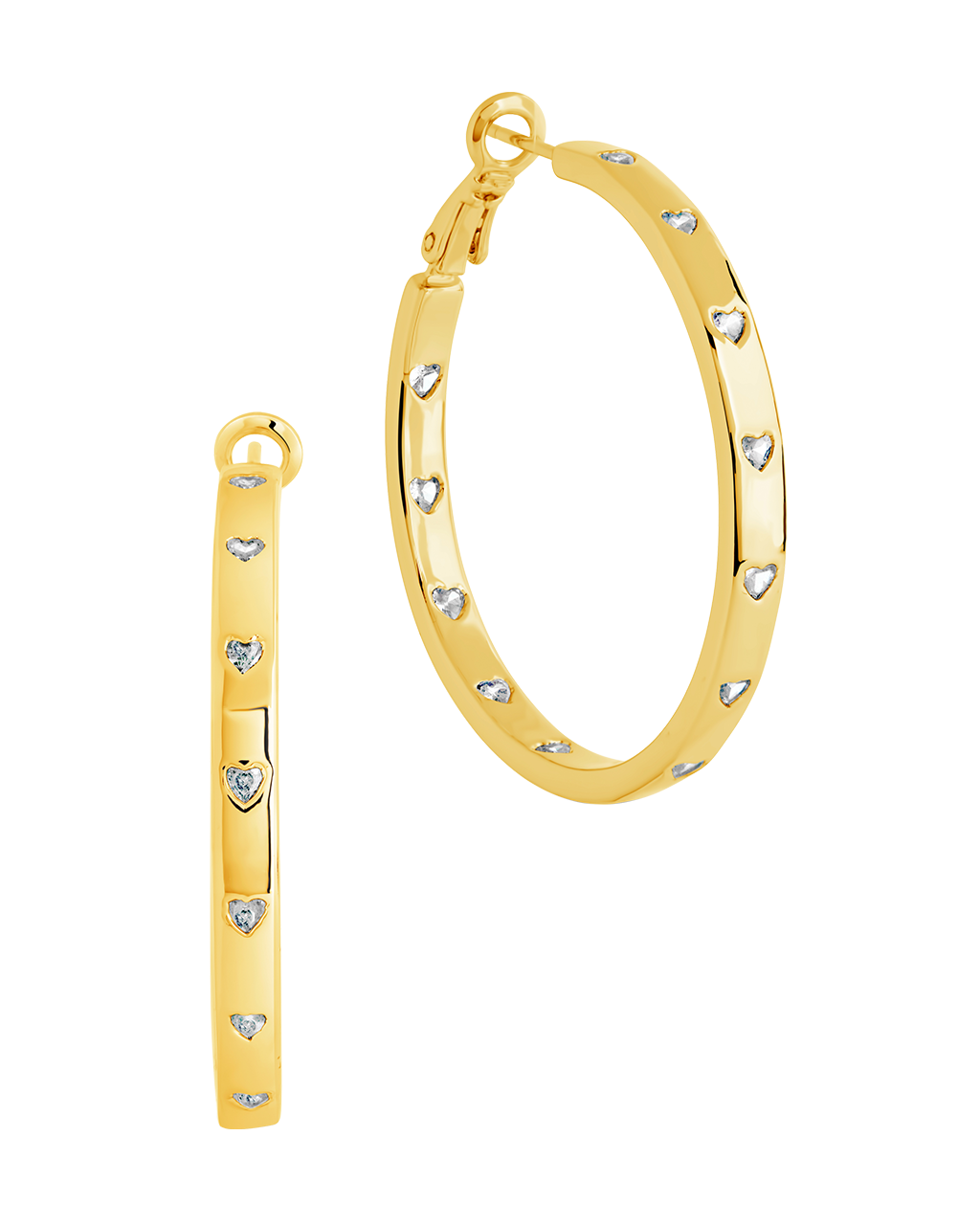 Thin CZ Station Hoop Earrings