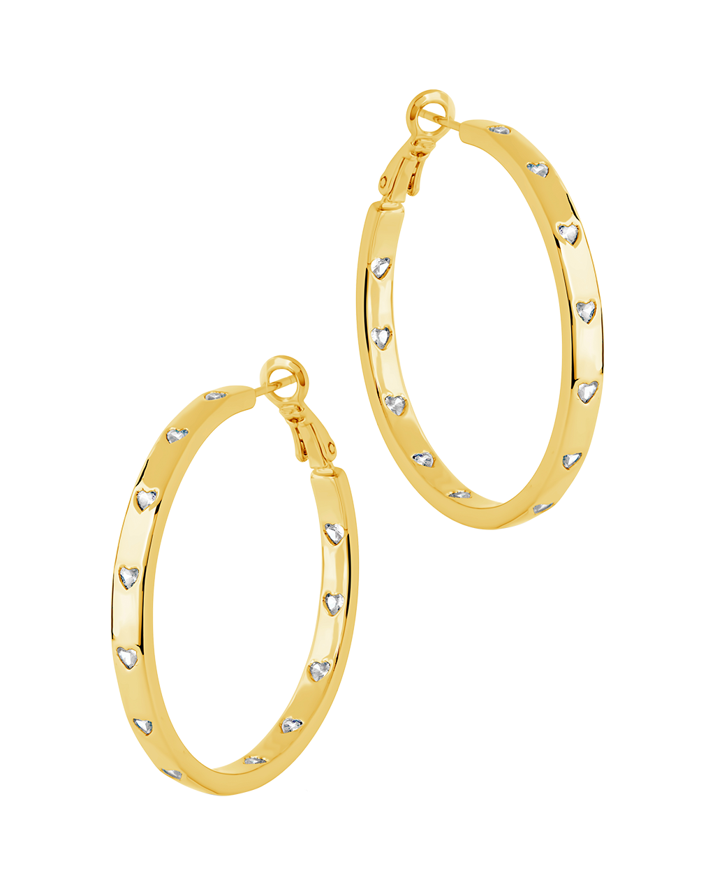 Thin CZ Station Hoop Earrings
