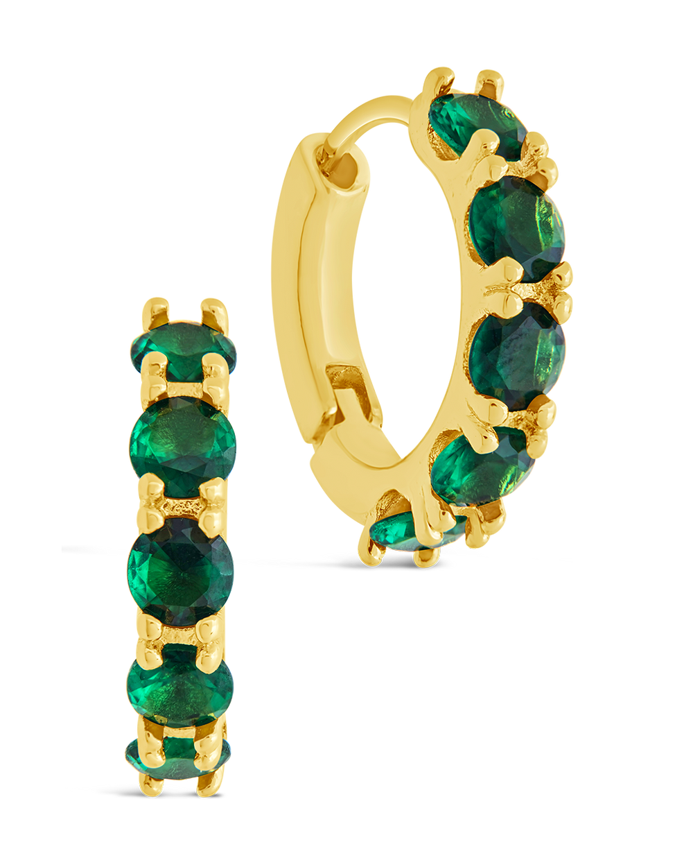 Olivia Emerald CZ Micro Hoop Earrings