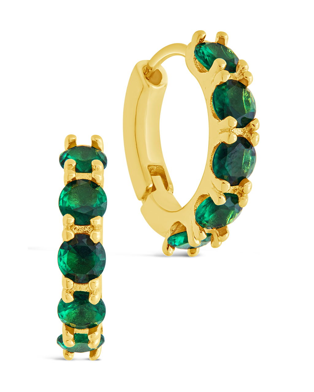 Olivia Emerald CZ Micro Hoop Earrings