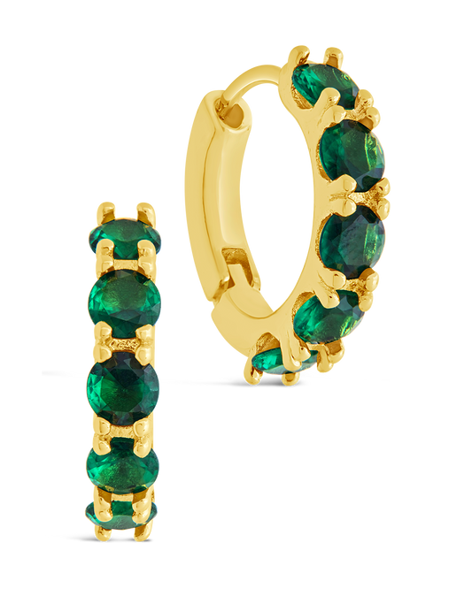 Olivia Emerald CZ Micro Hoop Earrings