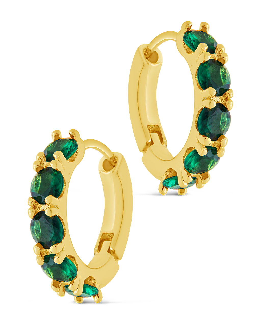 Olivia Emerald CZ Micro Hoop Earrings
