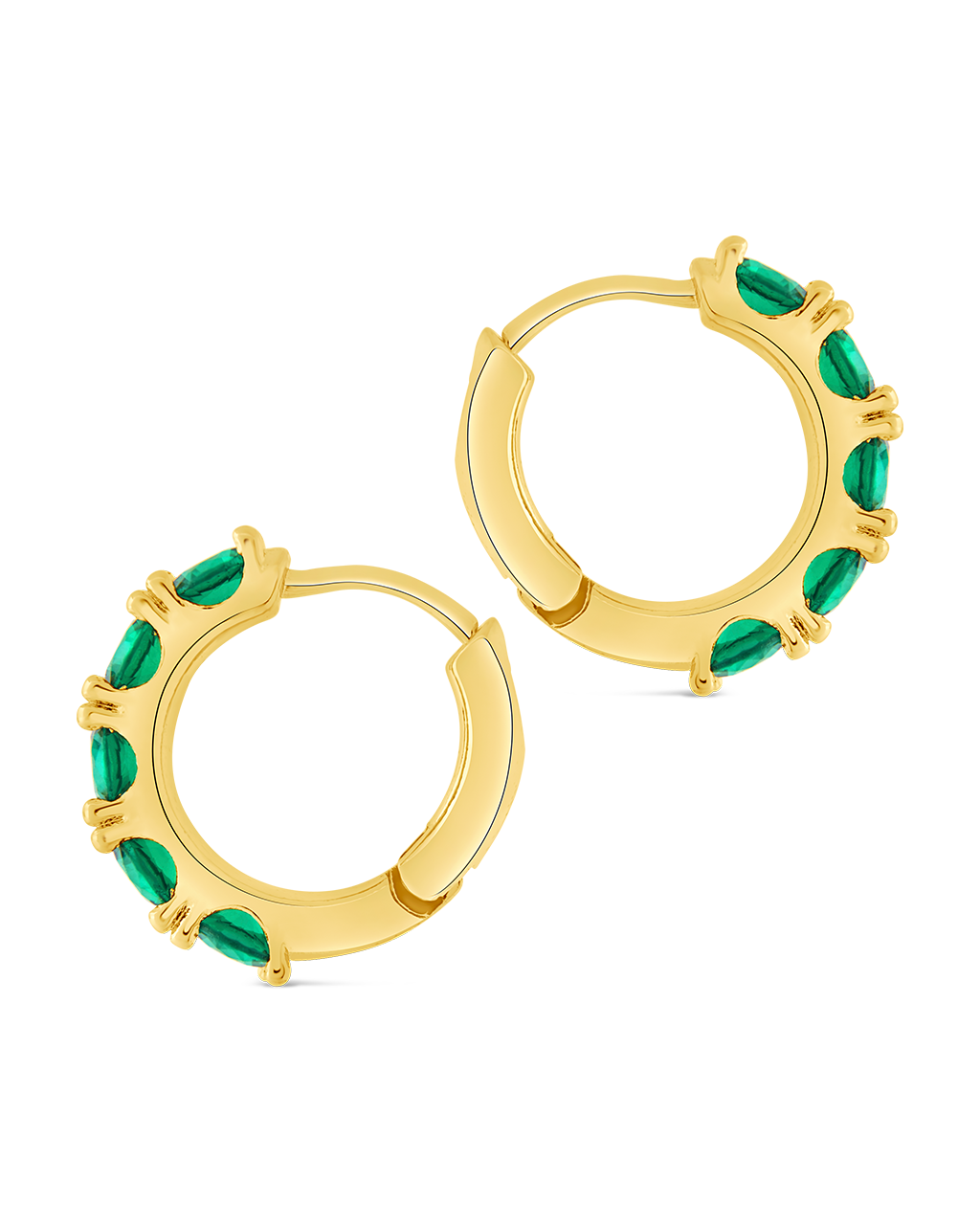 Olivia Emerald CZ Micro Hoop Earrings