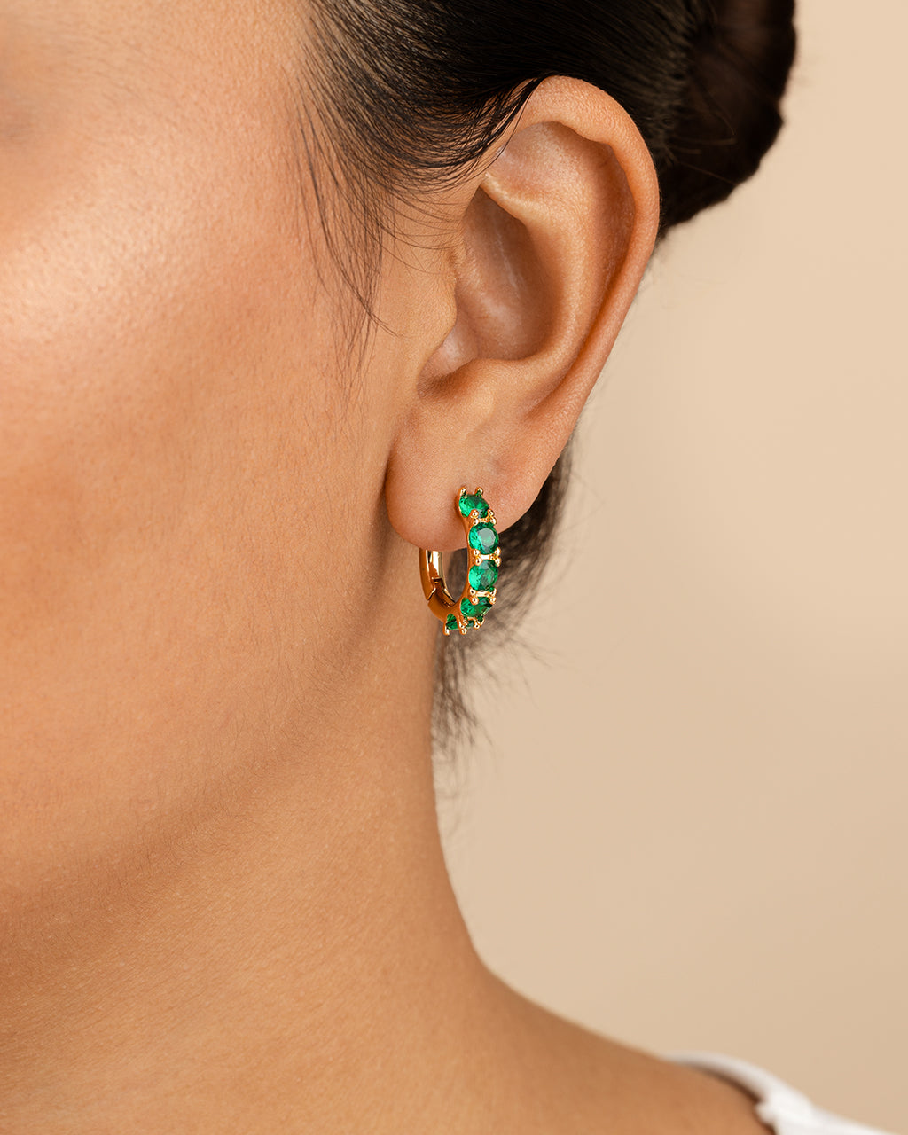 Olivia Emerald CZ Micro Hoop Earrings