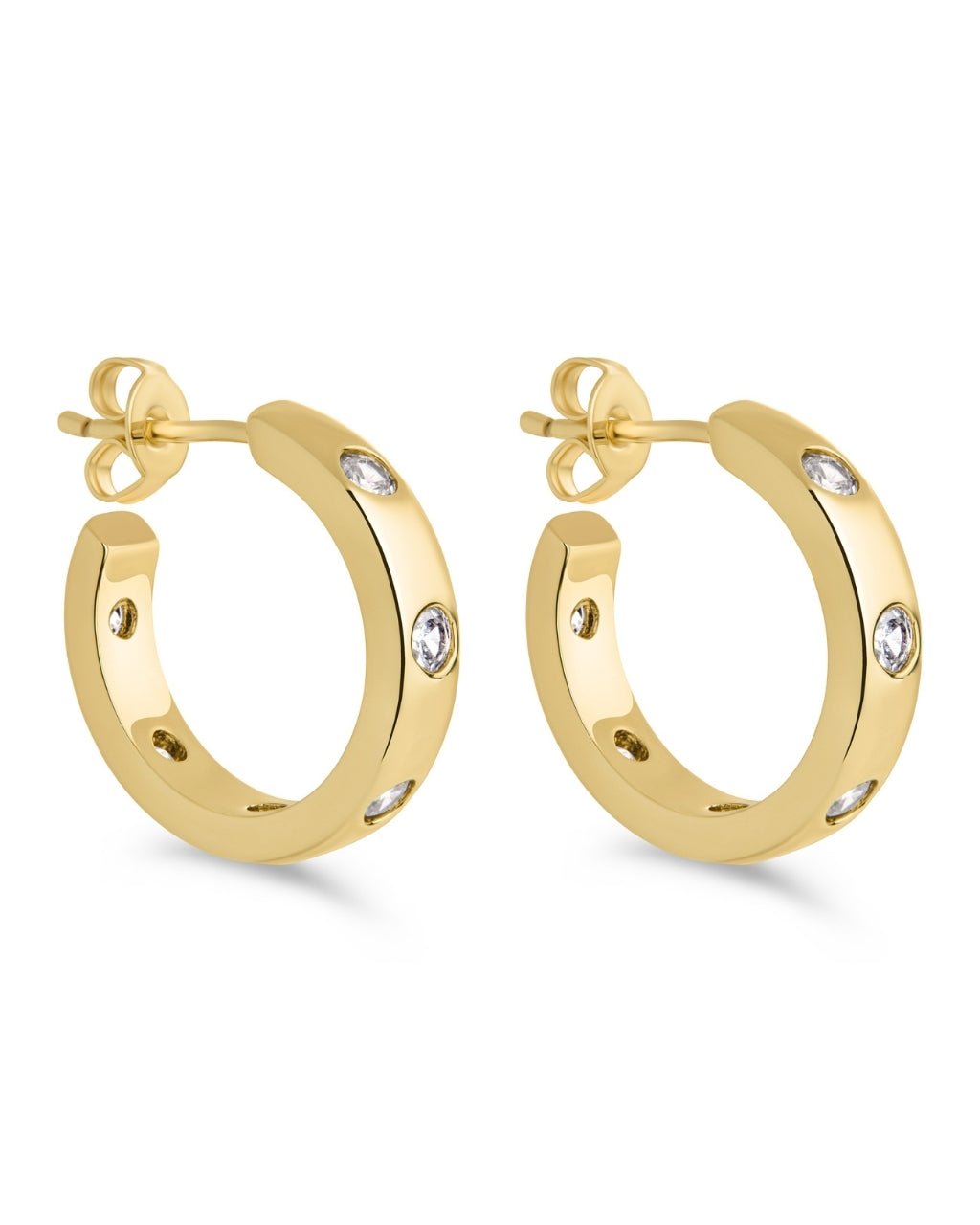 Molly CZ Studded Micro Hoops - Sterling Forever