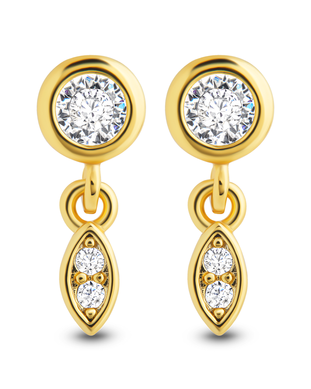 Bezel Set CZ Alice Drop Studs