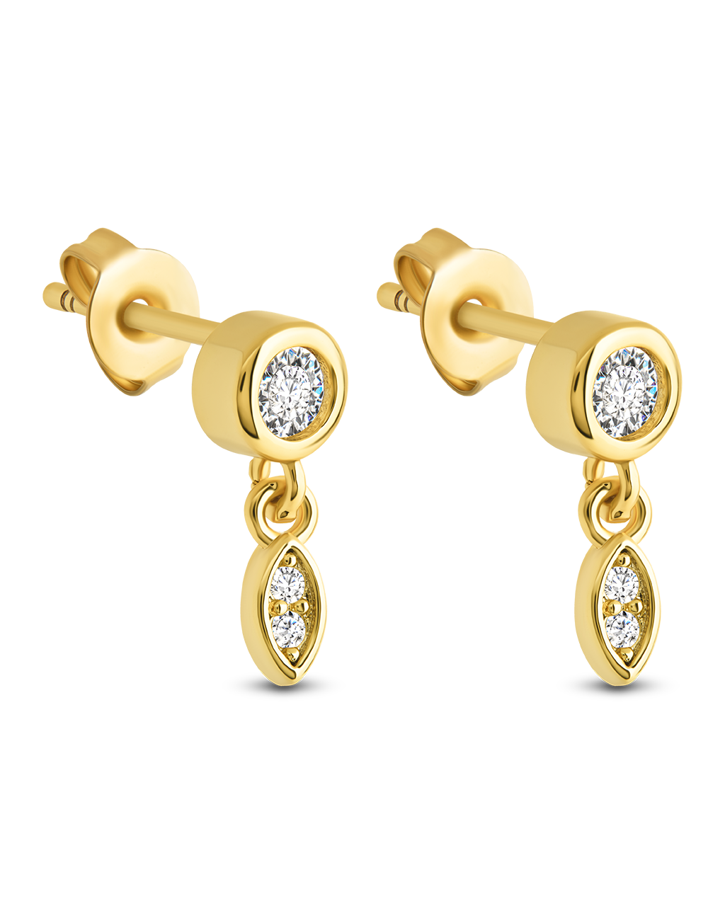 Bezel Set CZ Alice Drop Studs