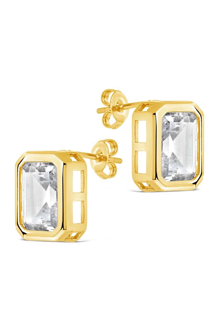Camille Bezel CZ Statement Stud Earrings