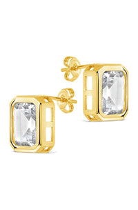 Camille Bezel CZ Statement Stud Earrings