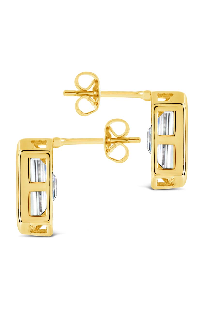 Camille Bezel CZ Statement Stud Earrings