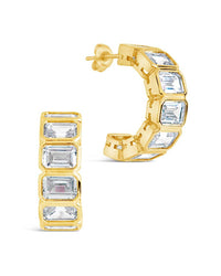 Nyssa Bezel CZ Station Hoop Earrings - Sterling Forever