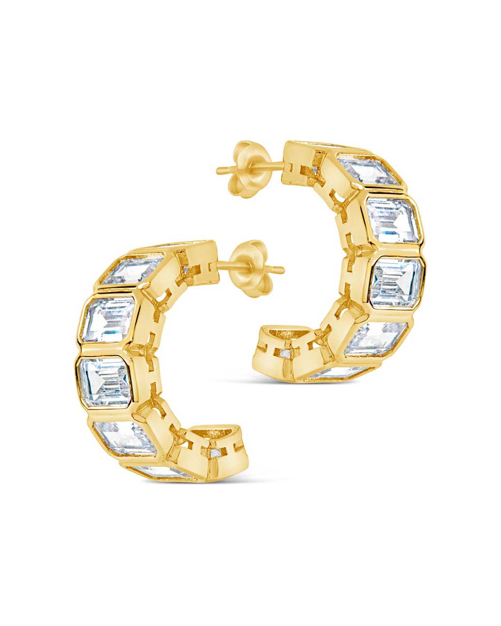 Nyssa Bezel CZ Station Hoop Earrings
