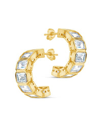 Nyssa Bezel CZ Station Hoop Earrings - Sterling Forever