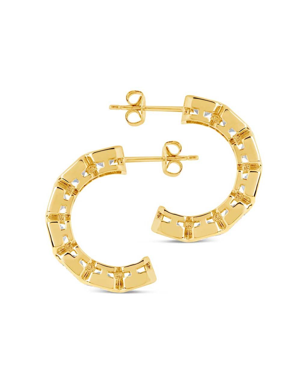 Nyssa Bezel CZ Station Hoop Earrings - Sterling Forever