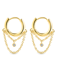 Kathleen CZ Chain Drop Hoop Earrings