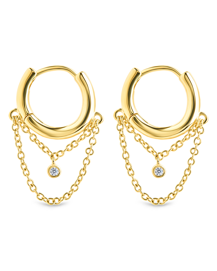 Kathleen CZ Chain Drop Hoop Earrings
