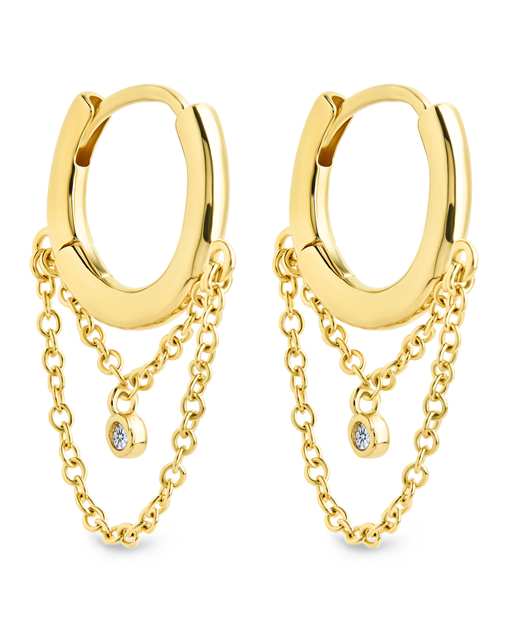 Kathleen CZ Chain Drop Hoop Earrings
