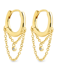 Kathleen CZ Chain Drop Hoop Earrings