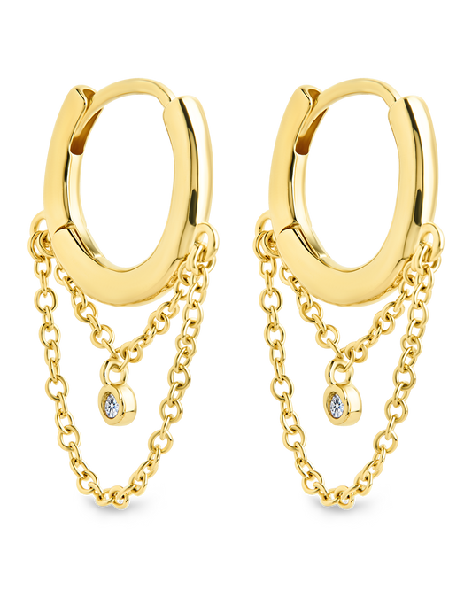 Kathleen CZ Chain Drop Hoop Earrings