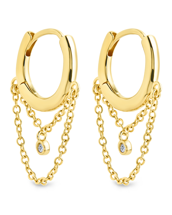 Kathleen CZ Chain Drop Hoop Earrings