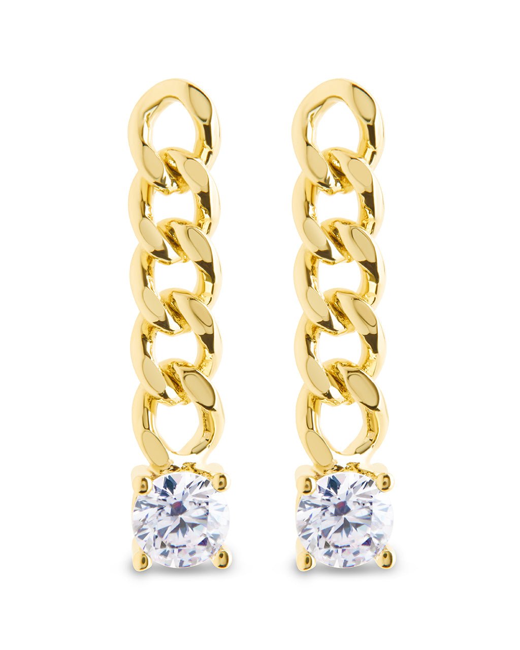 Phoebe CZ Chain Link Drop Stud Earrings - Sterling Forever