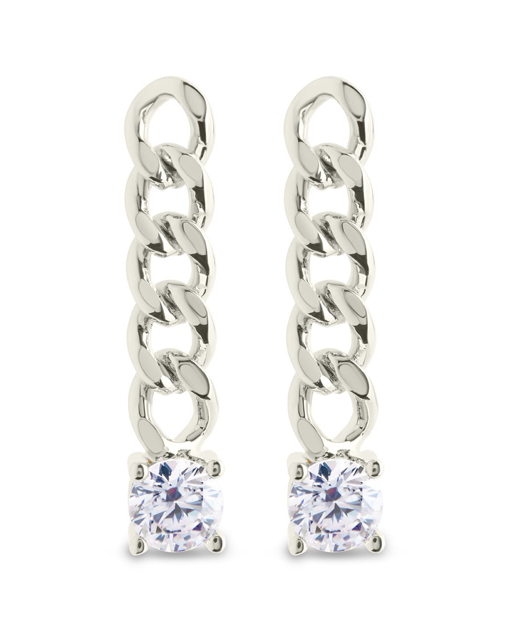 Phoebe CZ Chain Link Drop Stud Earrings - Sterling Forever