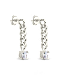 Phoebe CZ Chain Link Drop Stud Earrings - Sterling Forever