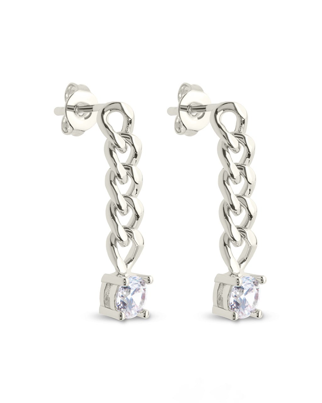 Phoebe CZ Chain Link Drop Stud Earrings - Sterling Forever