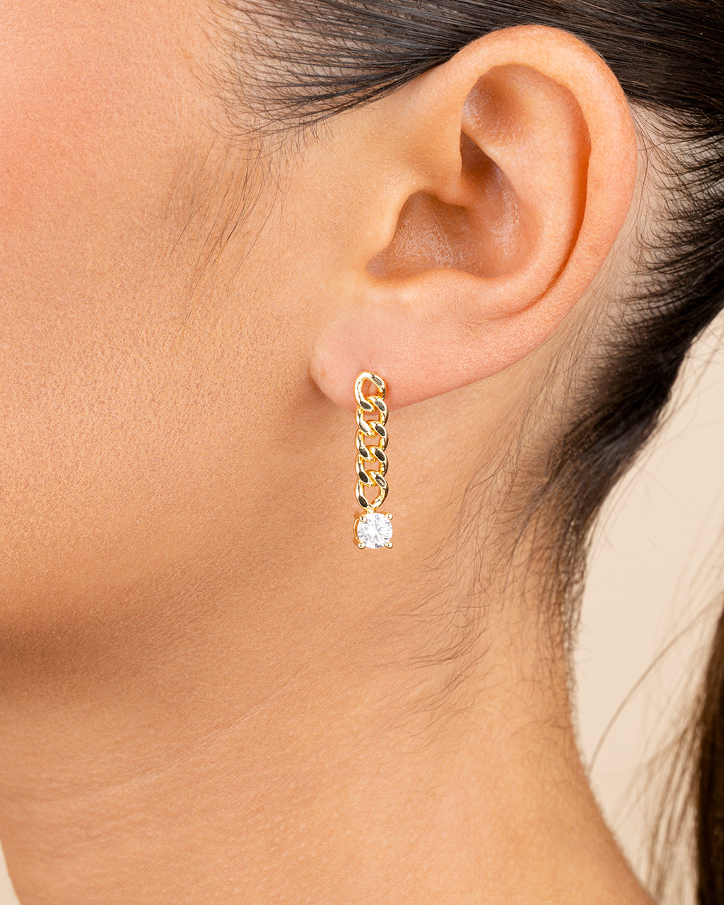 Phoebe CZ Chain Link Drop Stud Earrings