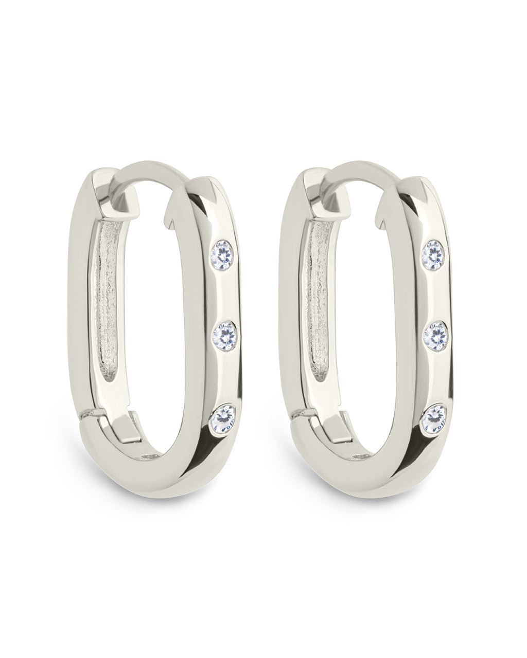 Casey Rectangular CZ Hoop Earrings - Sterling Forever