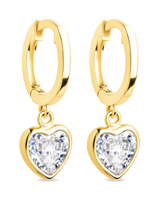 Sterling Silver Lizzy CZ Heart Drop Earrings