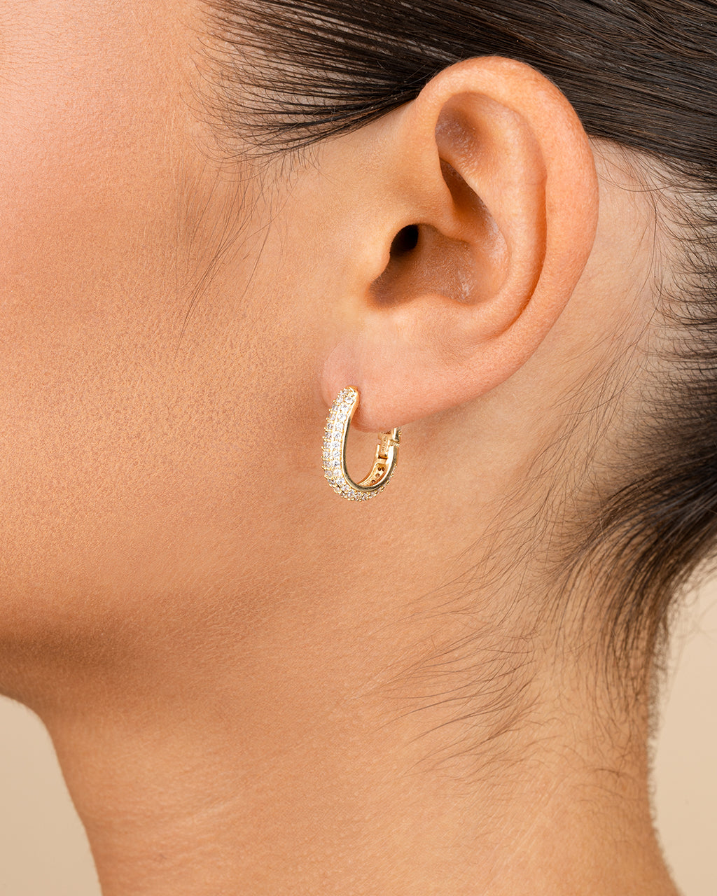 Francesca CZ Rectangular Hoop Earrings